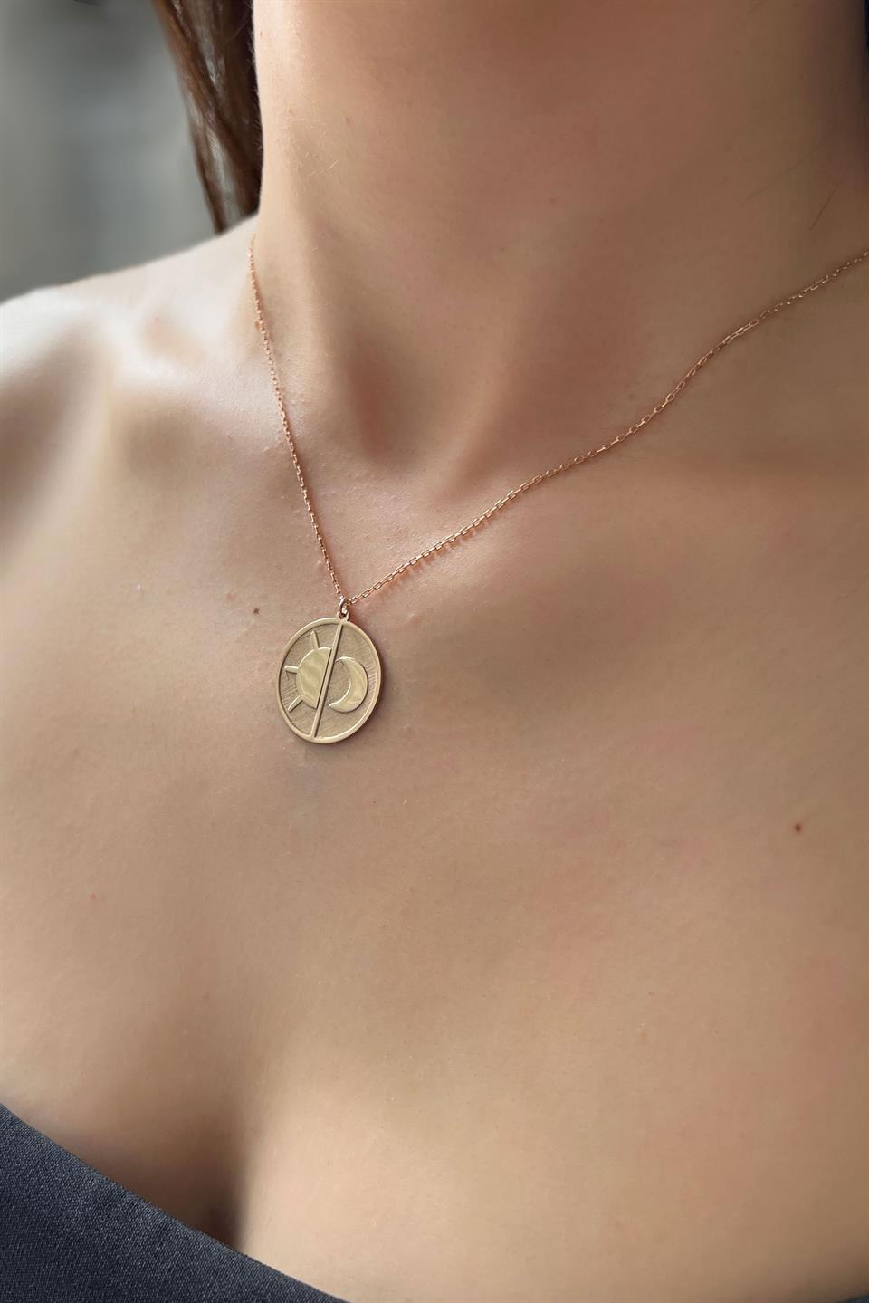 Silver Sun And Moon Locket Necklace