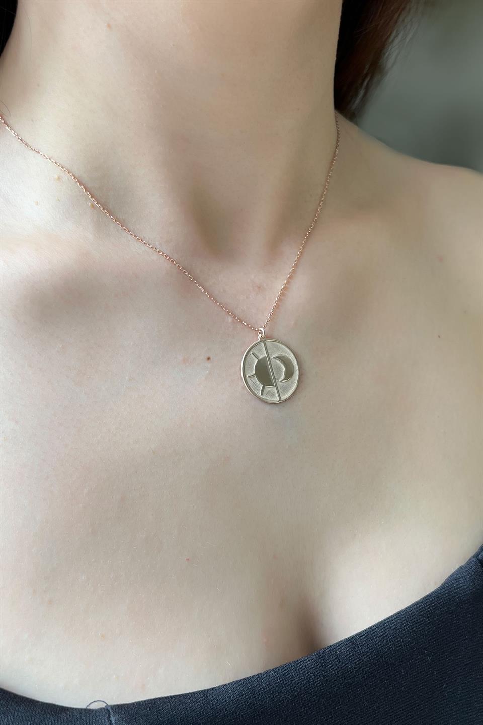 Silver Sun And Moon Locket Necklace