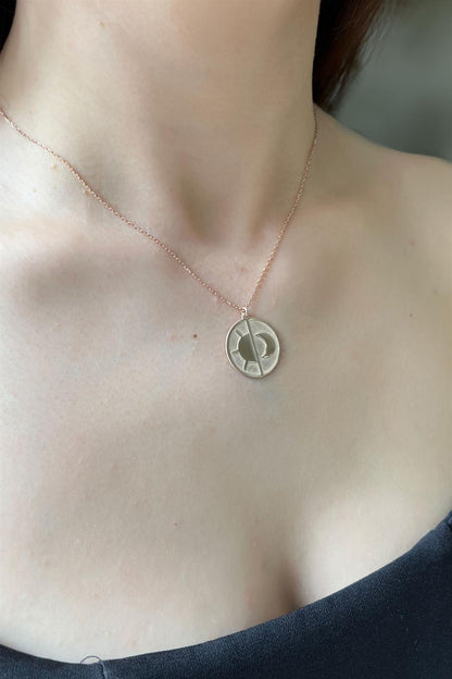 Silver Sun And Moon Locket Necklace