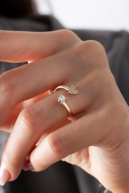 Bague Coeur Ajustable Argent