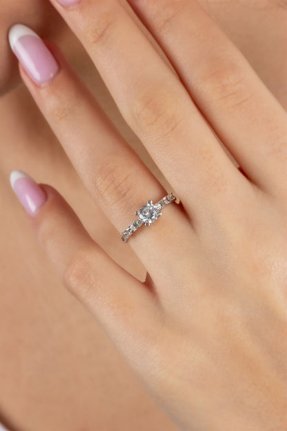 Silver Baguette Gemstone Solitaire Ring