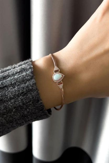 Silver White Opal Gemstone Bracelet