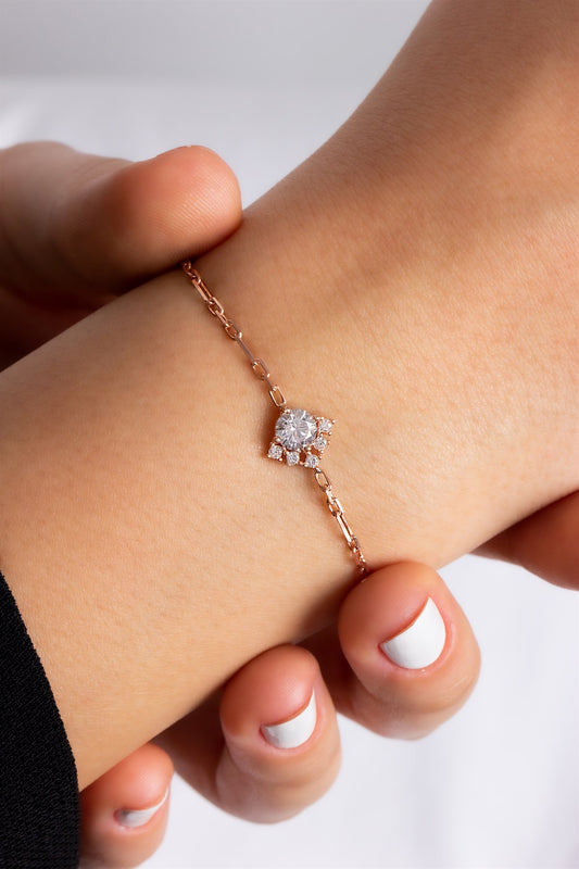 Silver Oval Gemstone Bracelet