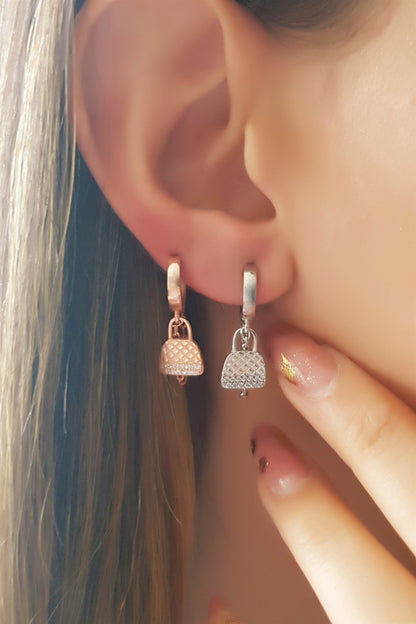 Silver Wobbly Bag Earrings