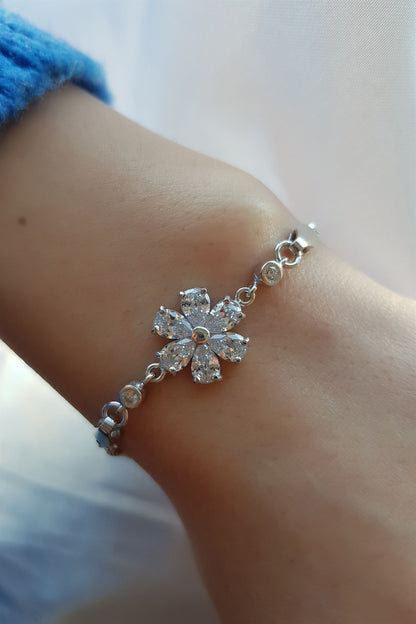 Bracelet Fleur En Argent