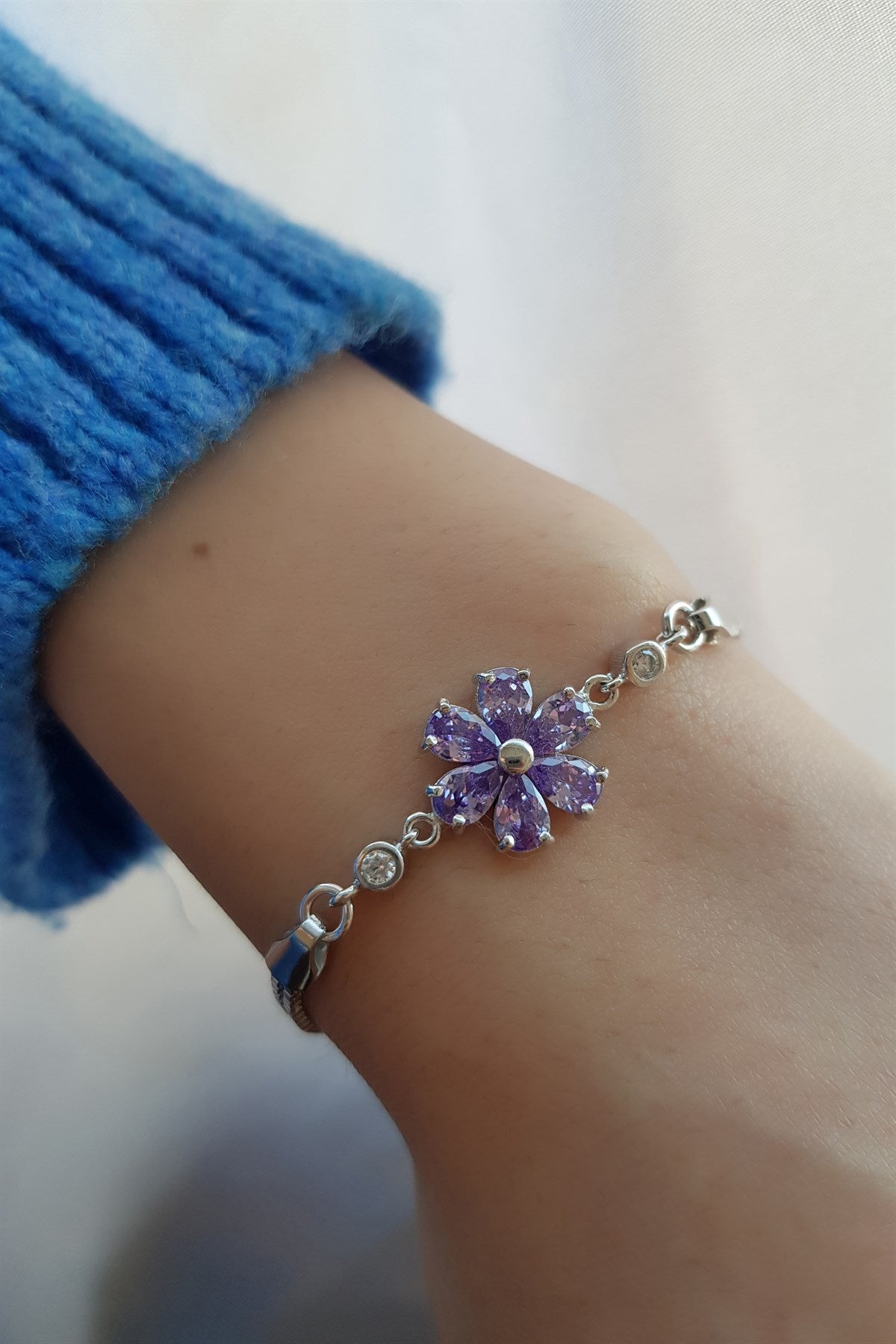 Bracelet Fleur En Argent