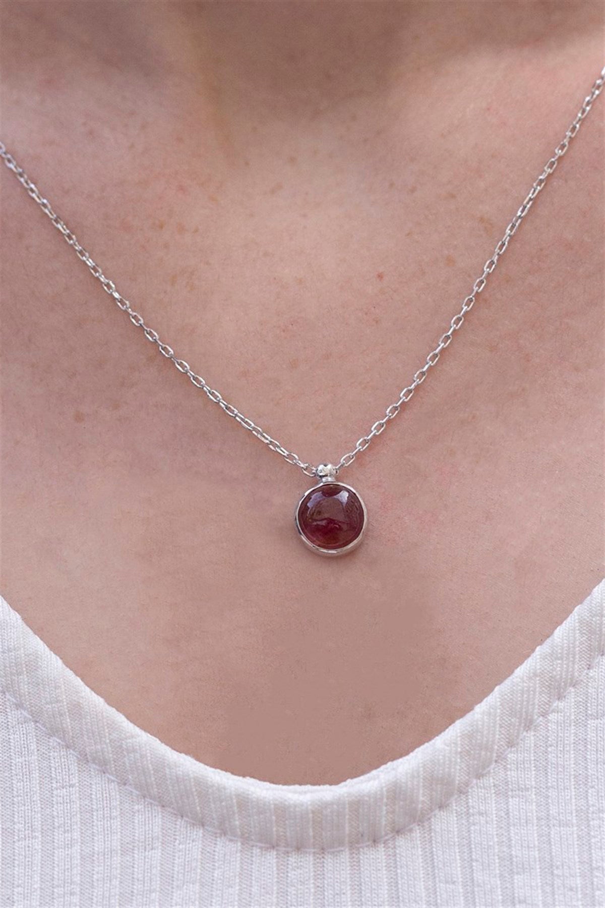 Silver Natural Tourmaline Gemstone Handcrafted Necklace