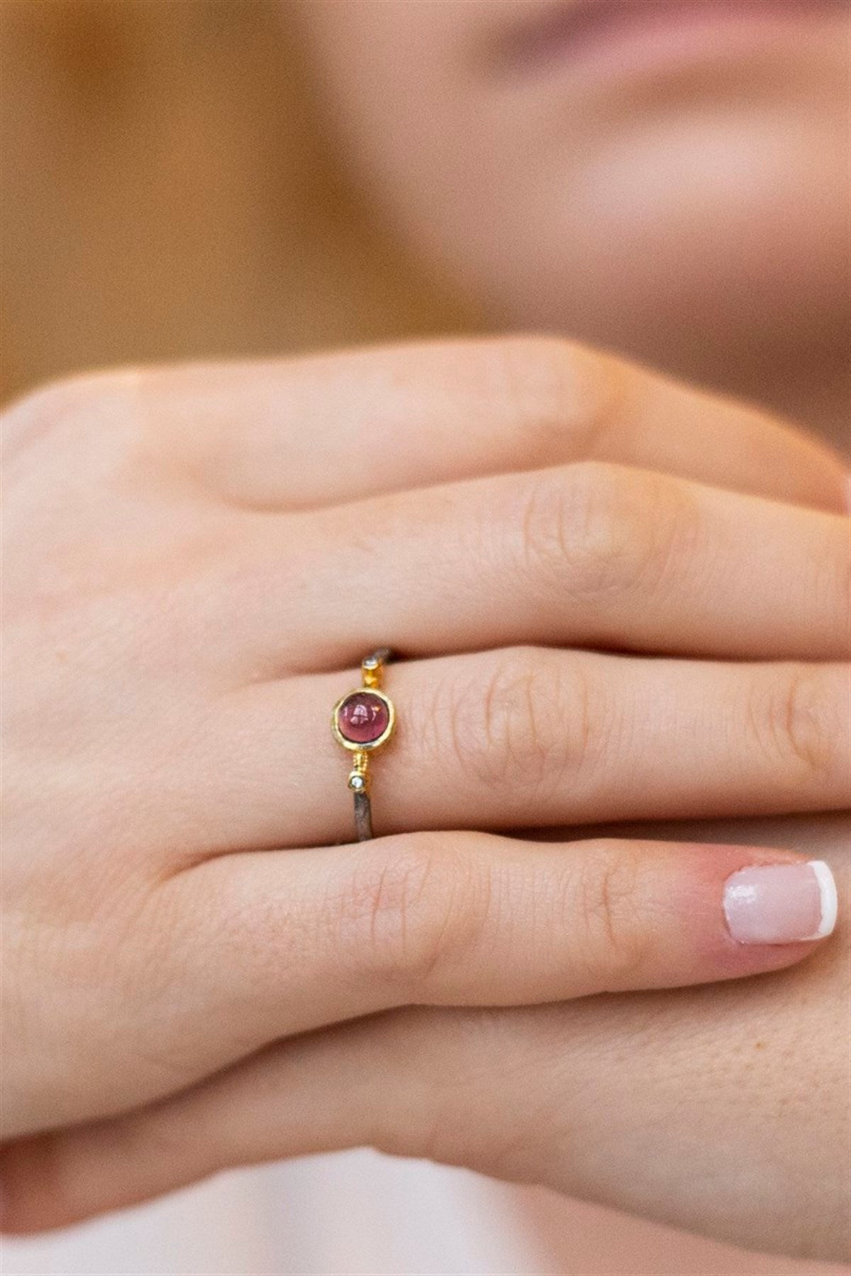 Silver Natural Tourmaline Gemstone Handcrafted Ring