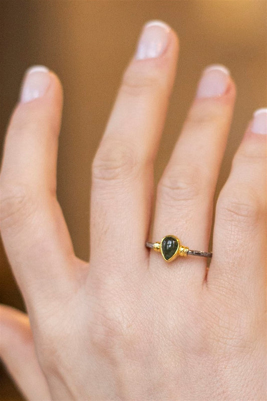 Silver Natural Tourmaline Gemstone Handcrafted Ring