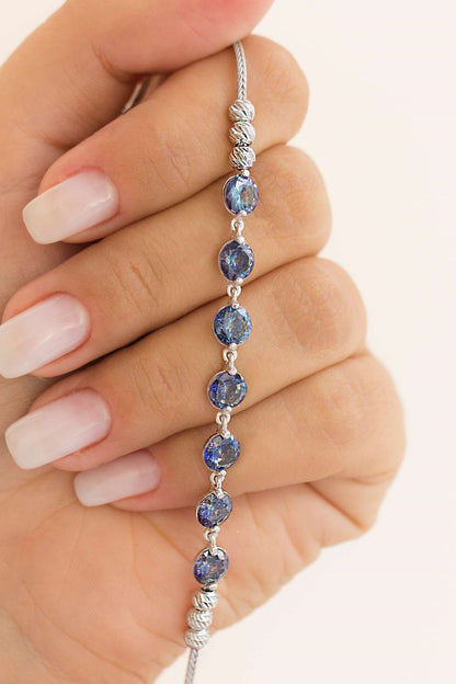 Silver Dorica Beaded Gemstone Bracelet
