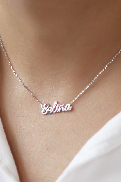 Silver Hand Writing Name Necklace