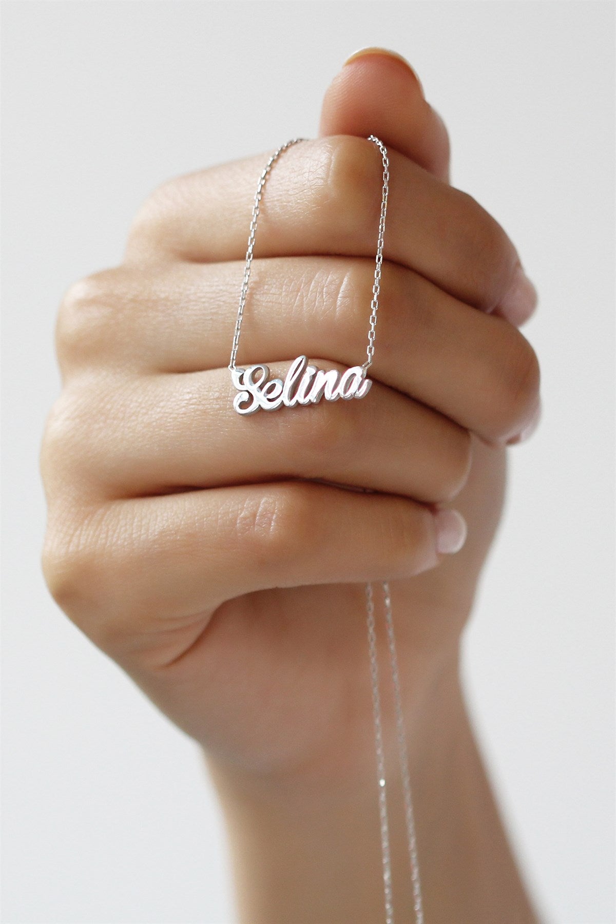 Silver Hand Writing Name Necklace