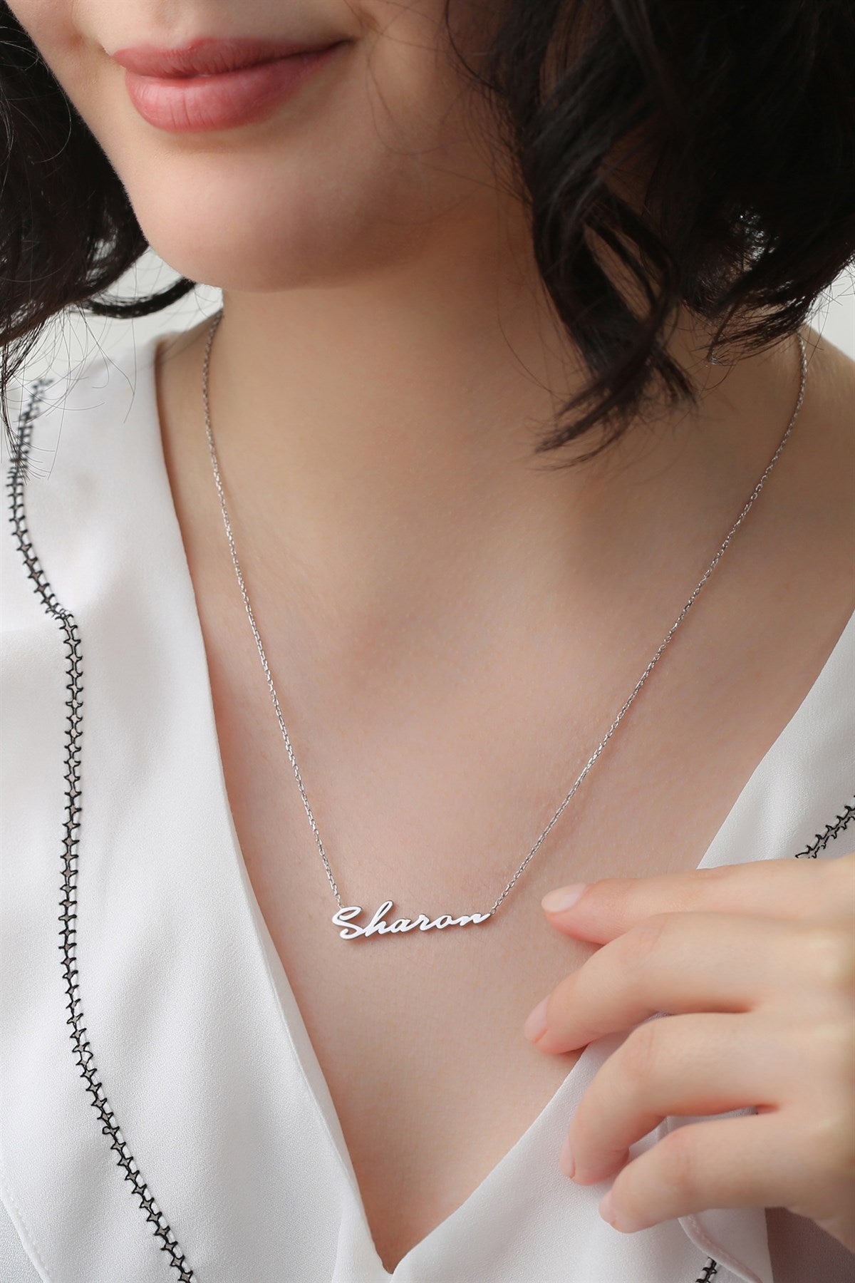 Silver Hand Writing Name Necklace