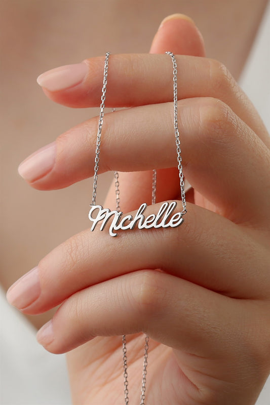 Silver Hand Writing Name Necklace