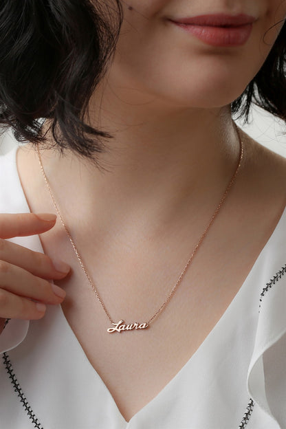 Silver Hand Writing Name Necklace