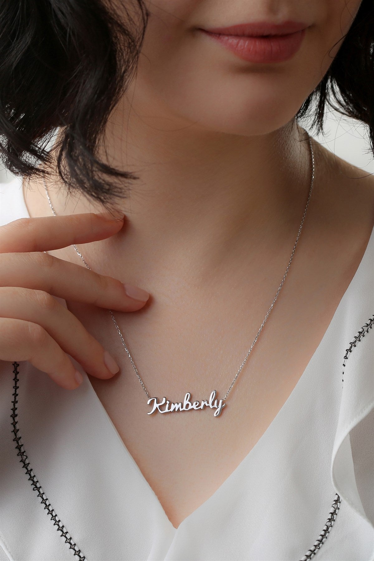 Silver Hand Writing Name Necklace