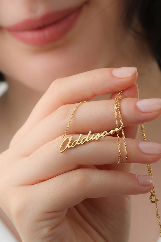 Silver Hand Writing Name Necklace