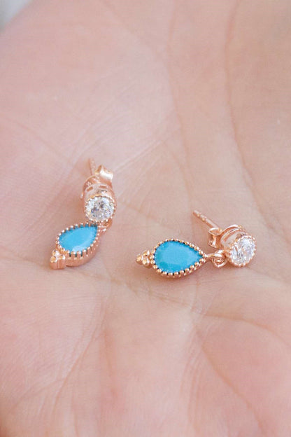 Silver Turquoise Gemstone Drop Earrings
