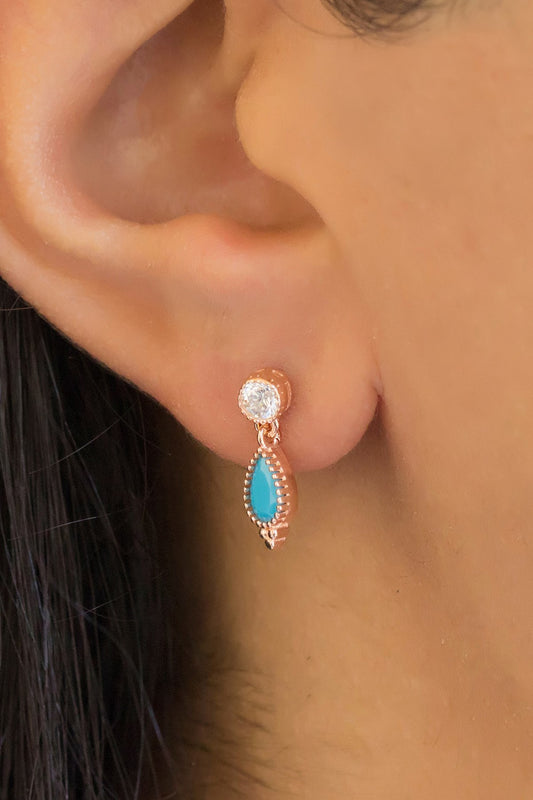 Silver Turquoise Gemstone Drop Earrings