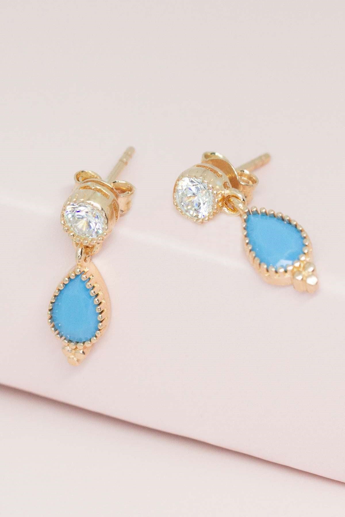 Silver Turquoise Gemstone Drop Earrings