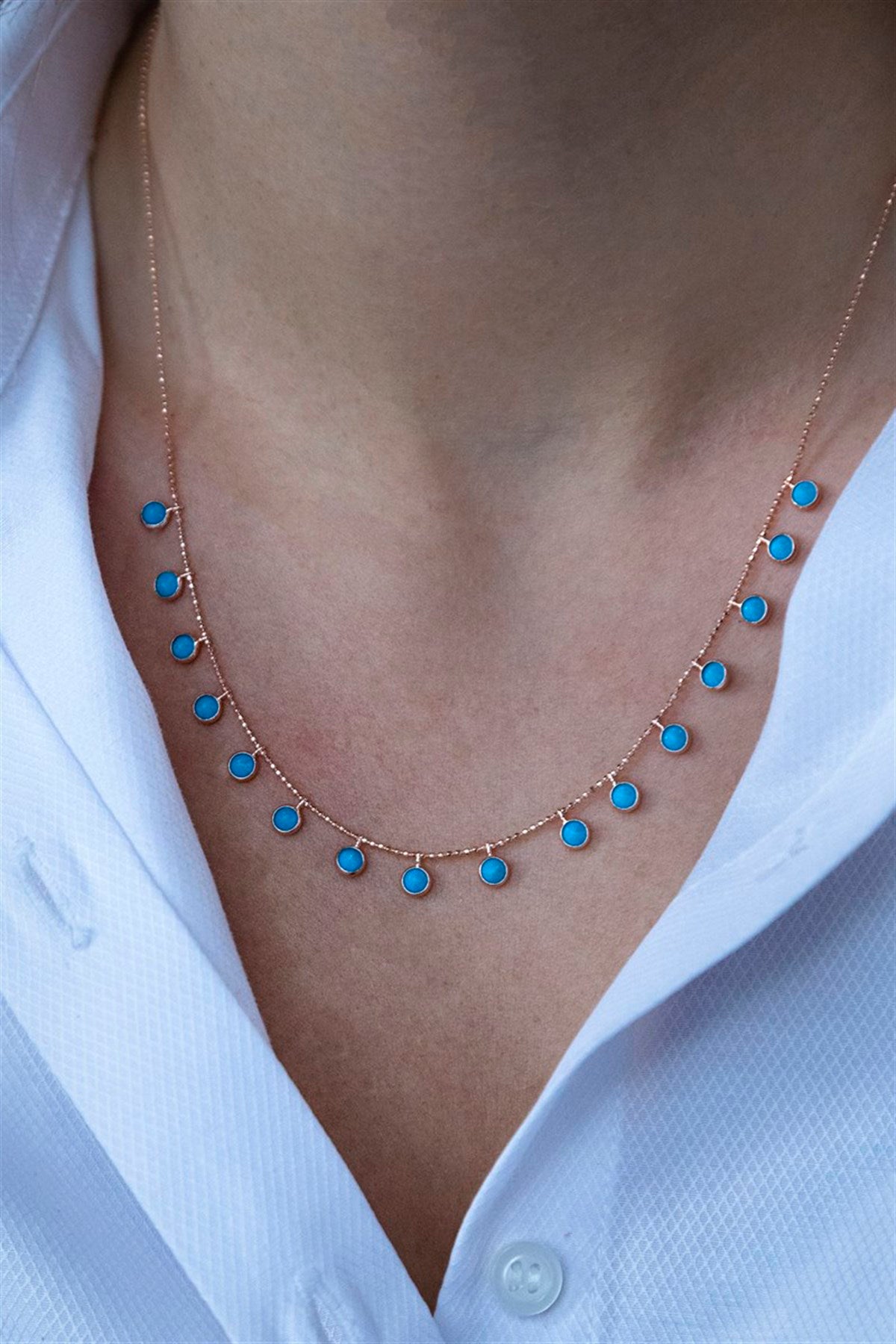 Silver Turquoise Gemstone Necklace