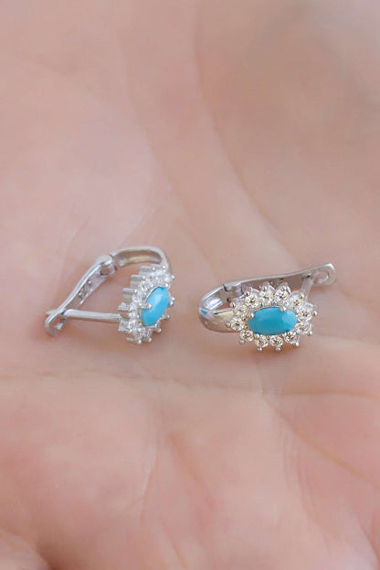 Silver Turquoise Gemstone Earrings