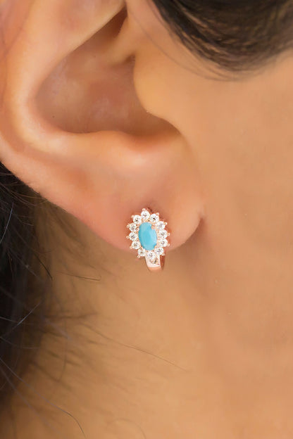 Silver Turquoise Gemstone Earrings