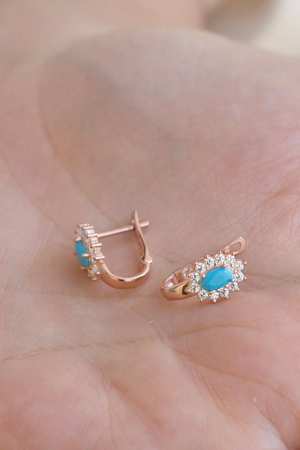 Silver Turquoise Gemstone Earrings