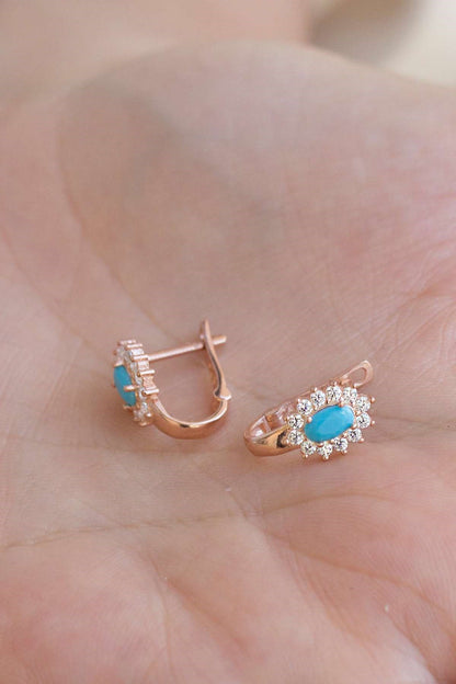 Silver Turquoise Gemstone Earrings