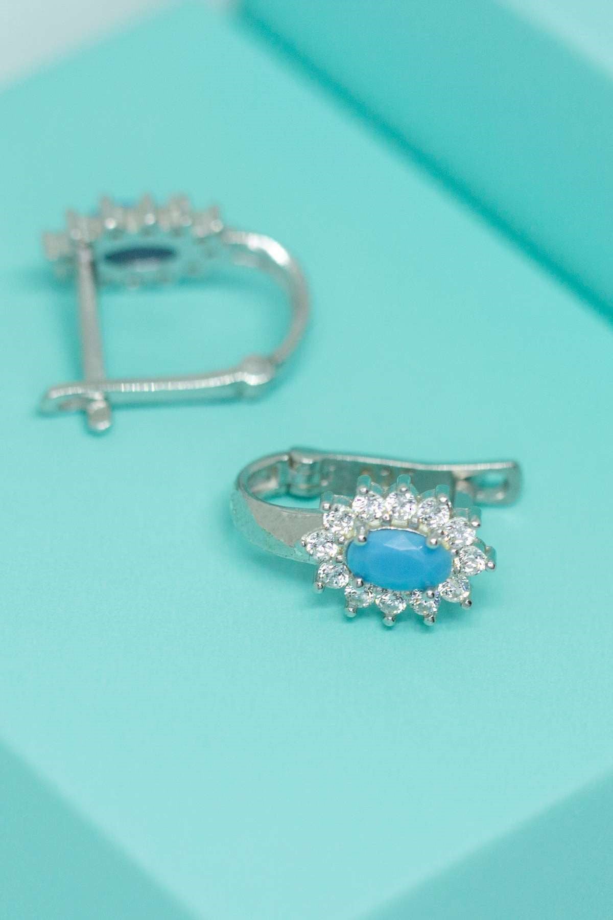 Silver Turquoise Gemstone Earrings