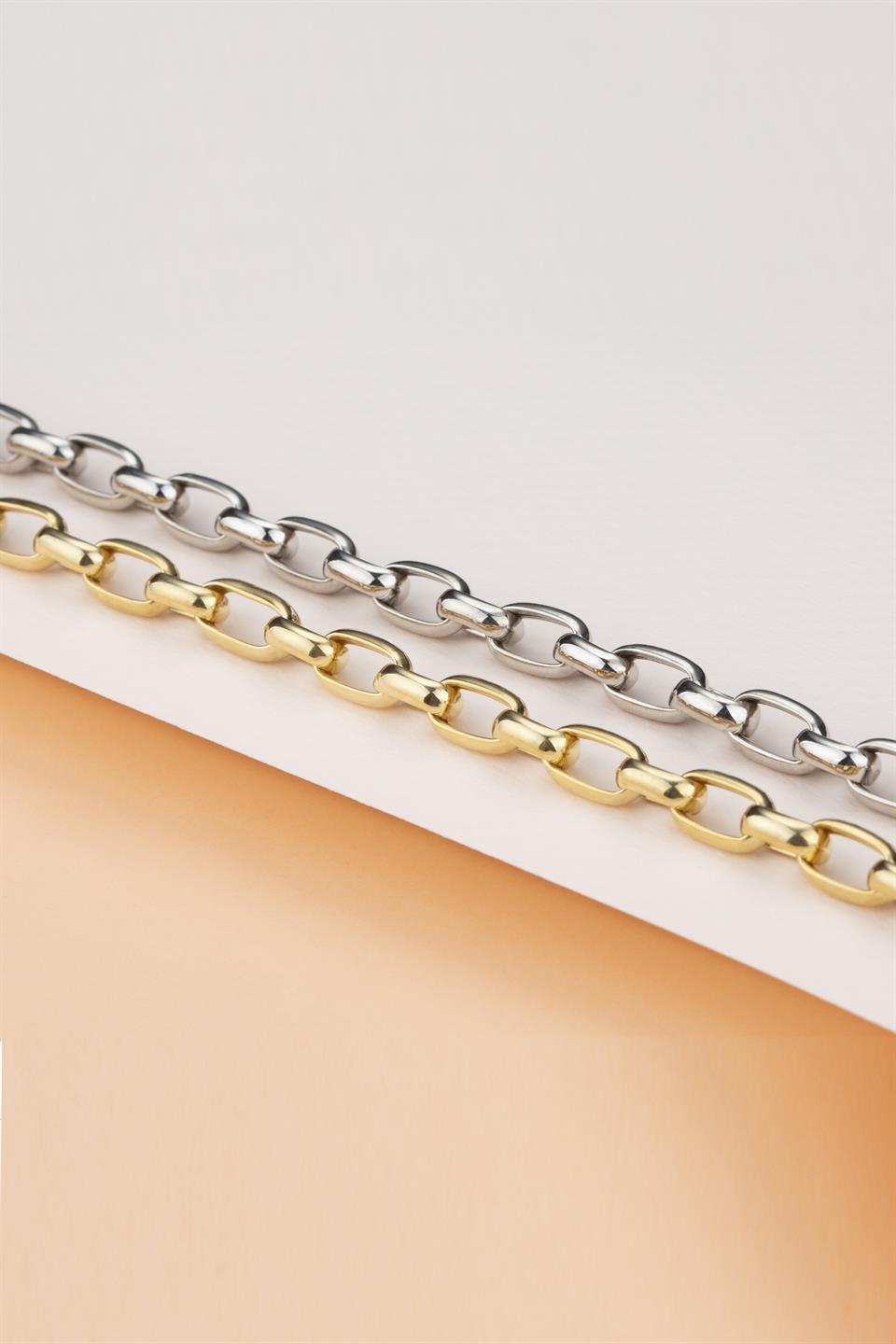 Silver Oval Rolo Chain Bracelet
