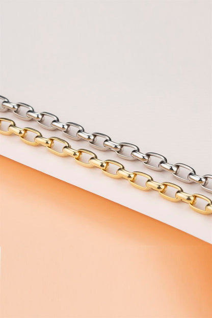 Silver Oval Rolo Chain Bracelet