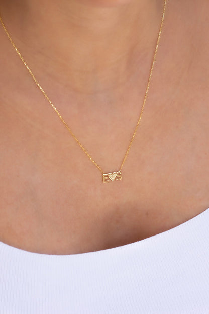 Silver Heart Initial Necklace