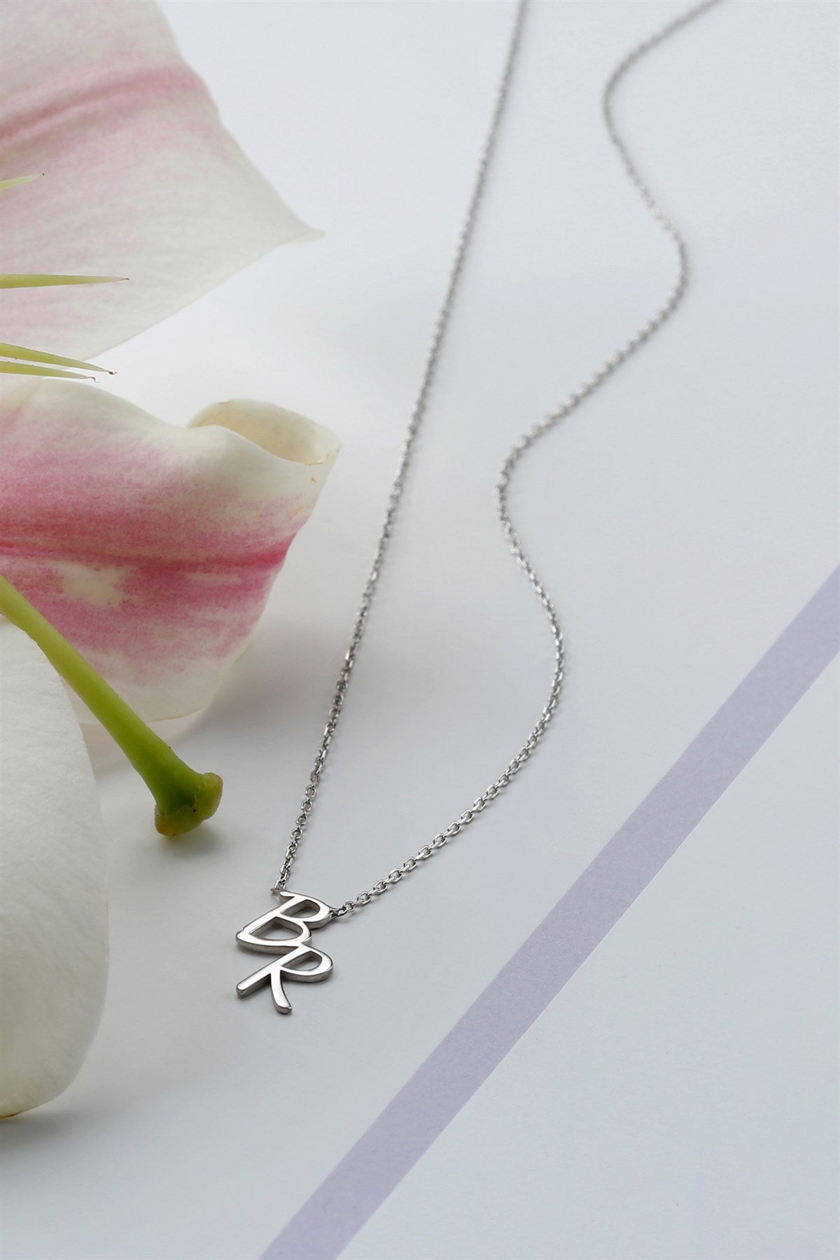 Silver Double Initial Necklace