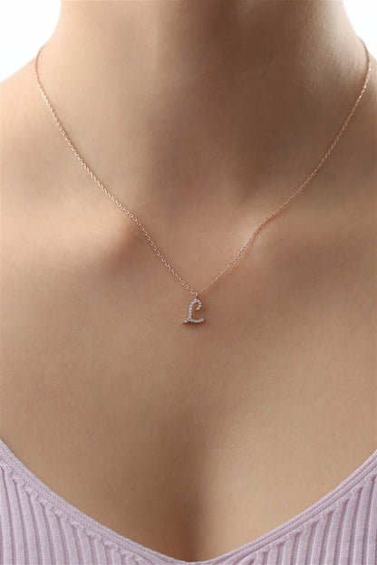 Silver Gemstone Initial Necklace