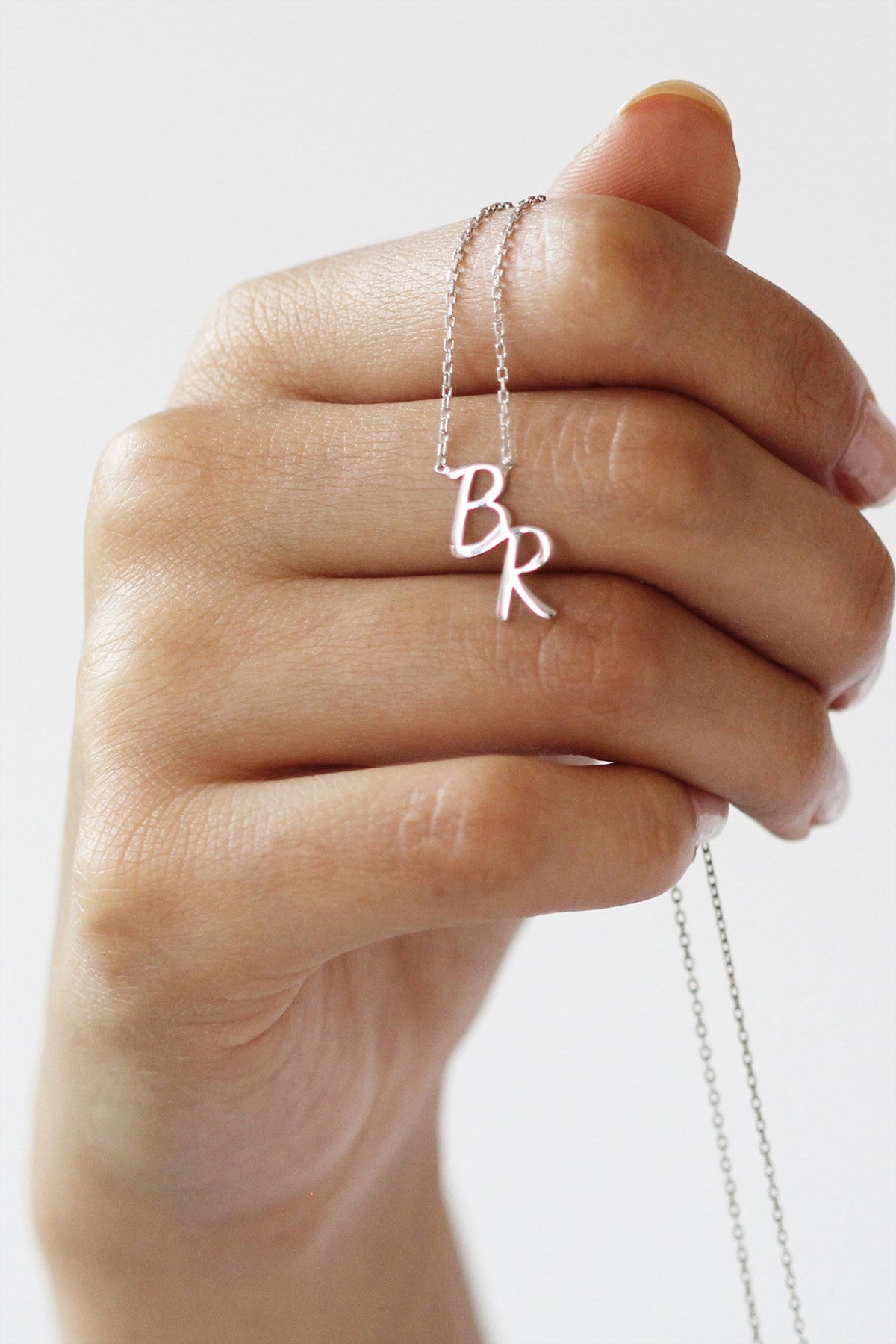 Silver Double Initial Necklace