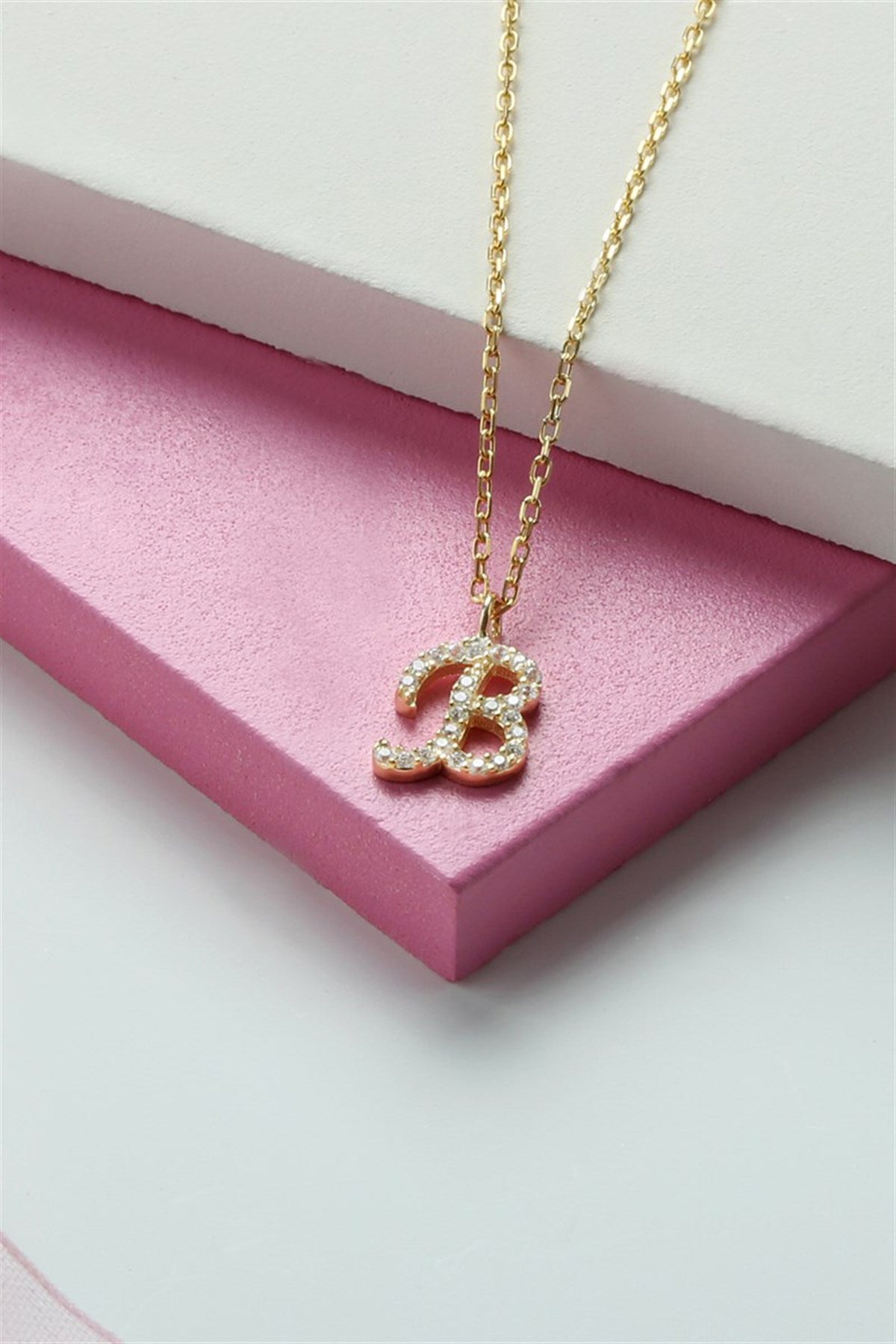 Silver Gemstone Initial Necklace