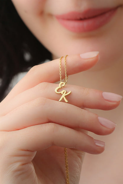 Silver Double Initial Necklace