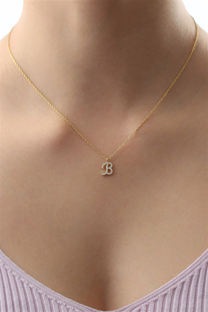 Silver Gemstone Initial Necklace