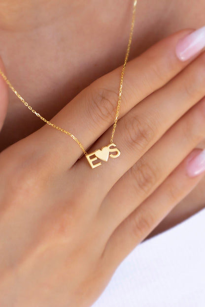 Silver Heart Initial Necklace