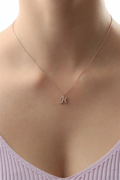 Silver Gemstone Initial Necklace