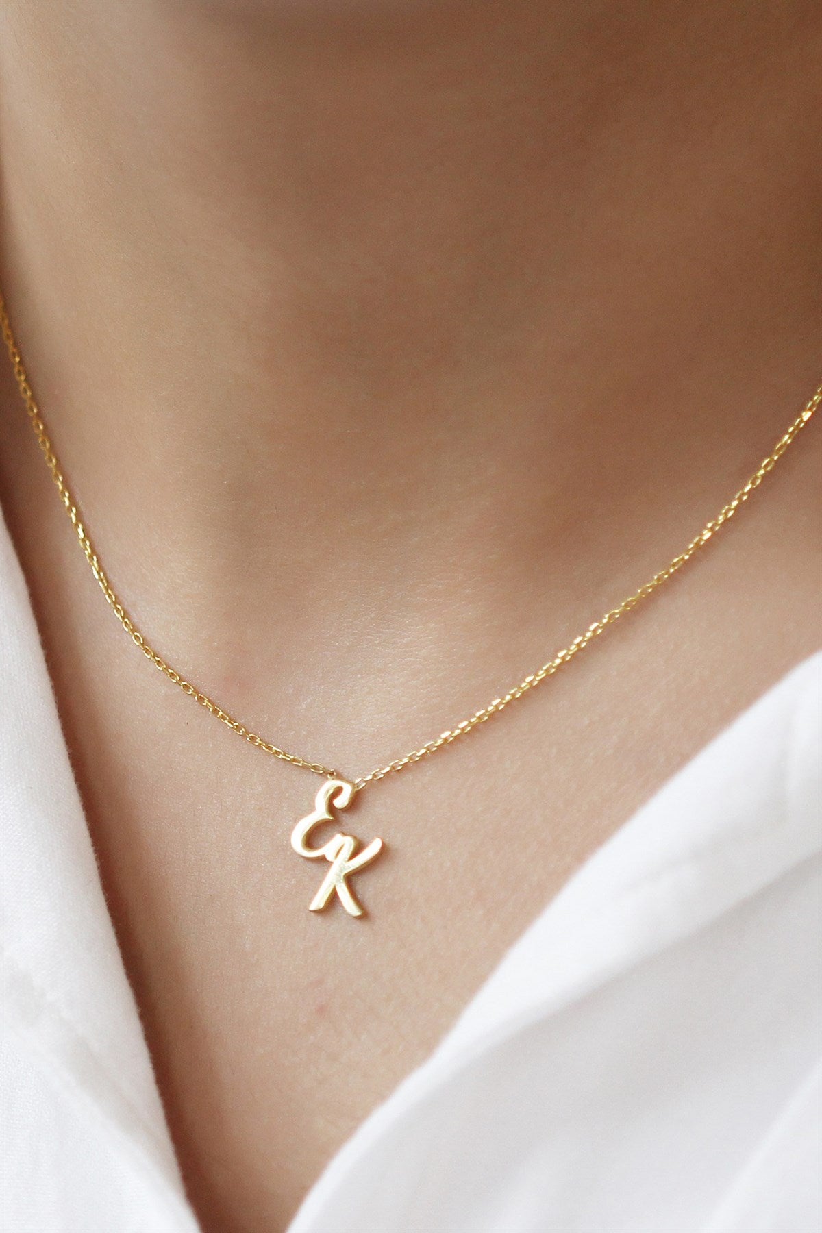 Silver Double Initial Necklace