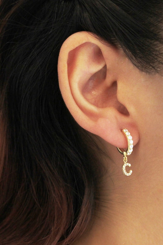 Silver Initial Earrings