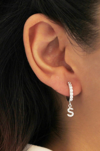 Silver Initial Earrings