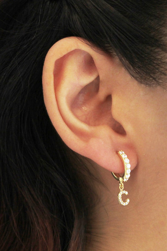 Silver Initial Earrings
