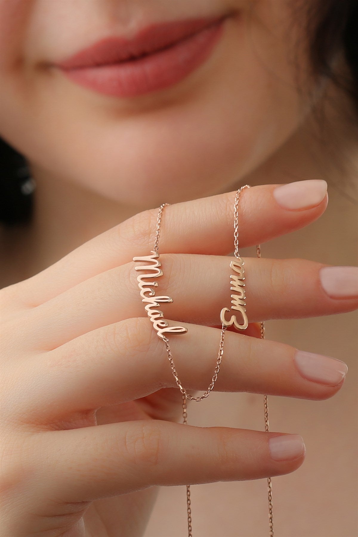 Silver Double Name Necklace