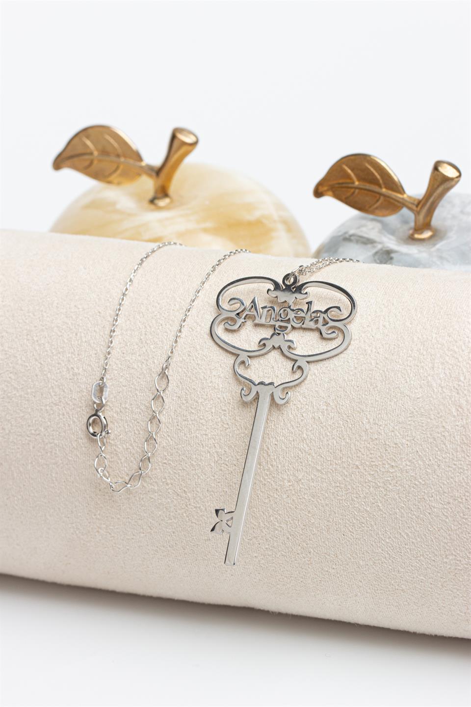 Silver Name Key Necklace