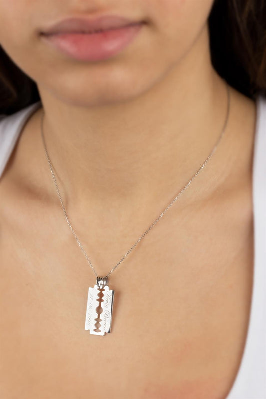 Silver Razor Blade Necklace