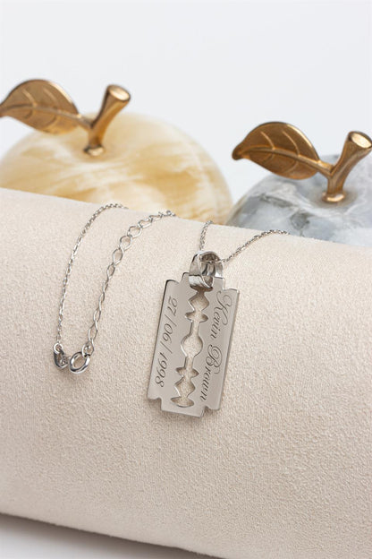 Silver Razor Blade Necklace