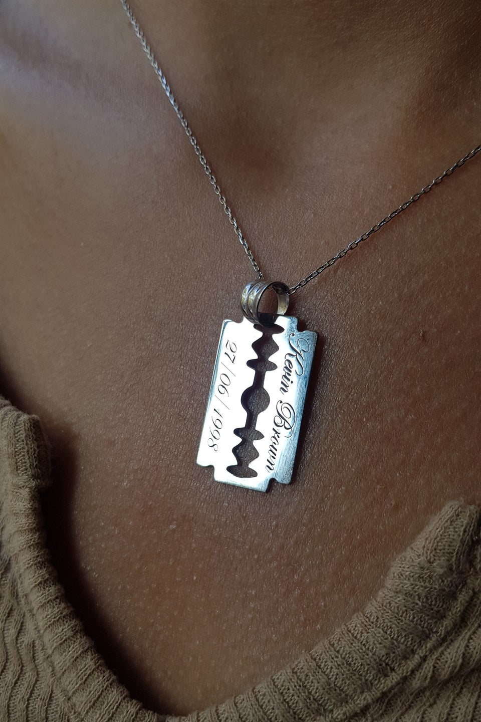 Silver Razor Blade Necklace